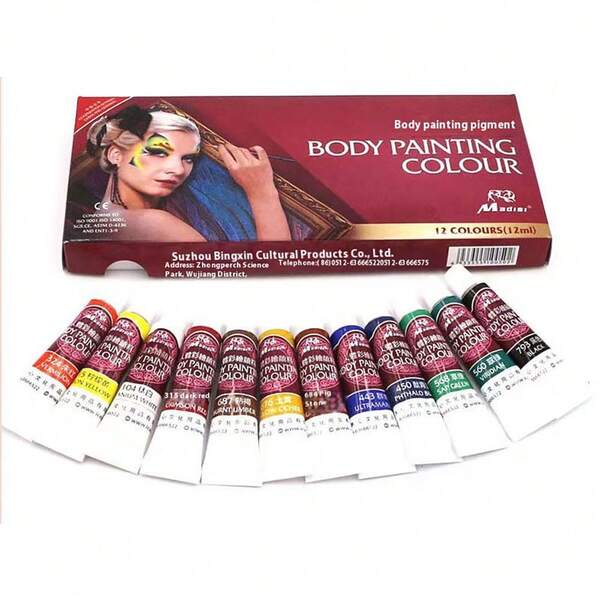 madisi 12 Colors Washable Face & Body Painting Makeup Kit, Water-Based Paints For Birthday, Halloween, Thanksgiving, Cosplay, Body Art
