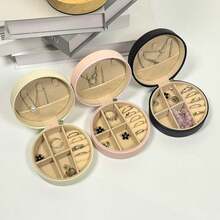 Leopard Print PU Leather Travel Jewelry Box, Bridesmaids Gift Box, Mini Circular Jewelry Storage Case, Zipper Cosmetic Organizer - Round Zipper Jewelry Box - View 8