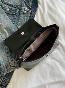 Bolsa de ombro feminina com laço, bolsa feminina elegante de cor sólida, bolsa de trabalho empresarial