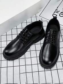 Men's Autumn Low-Top Casual Black Leather Shoes, Versatile Comfortable Soft Sole Lace-Up Oxford Shoes, British Style, All Season