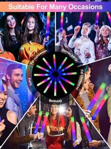 305PCS Foam Glow Stick, 3 Kinds Of Flash Mode Suitable, Glow Party Supplies, Suitable For Wedding Parties, Music Carnival, Birthday, Valentine's Day Party And Other Festive Atmosphere Decoration