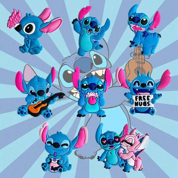 Disney 8pcs Disney Stitch Patches Set - Vibrant PVC Designs For , Party Favors, And Travel Accessories - No Feathers, No Power Required, Durable And Long-Lasting, Collectible Gift, Holiday Gifts, Stitch Stuff(Some Parts May Be Random)