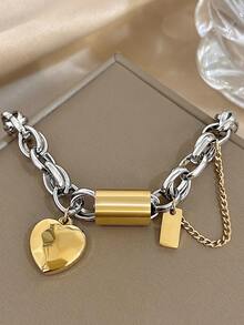 1 Vòng tay trái tim màu vàng dành cho nữ, bé gái tuổi teen, vòng tay tình bạn bằng thép không gỉ, quà tặng trang sức dự tiệc hàng ngày, quà tặng Ngày của Mẹ hoàn hảo cho mẹ, trang sức ngày lễ tình nhân/kỷ niệm/sinh nhật - Nhiều màu - Xem 6
