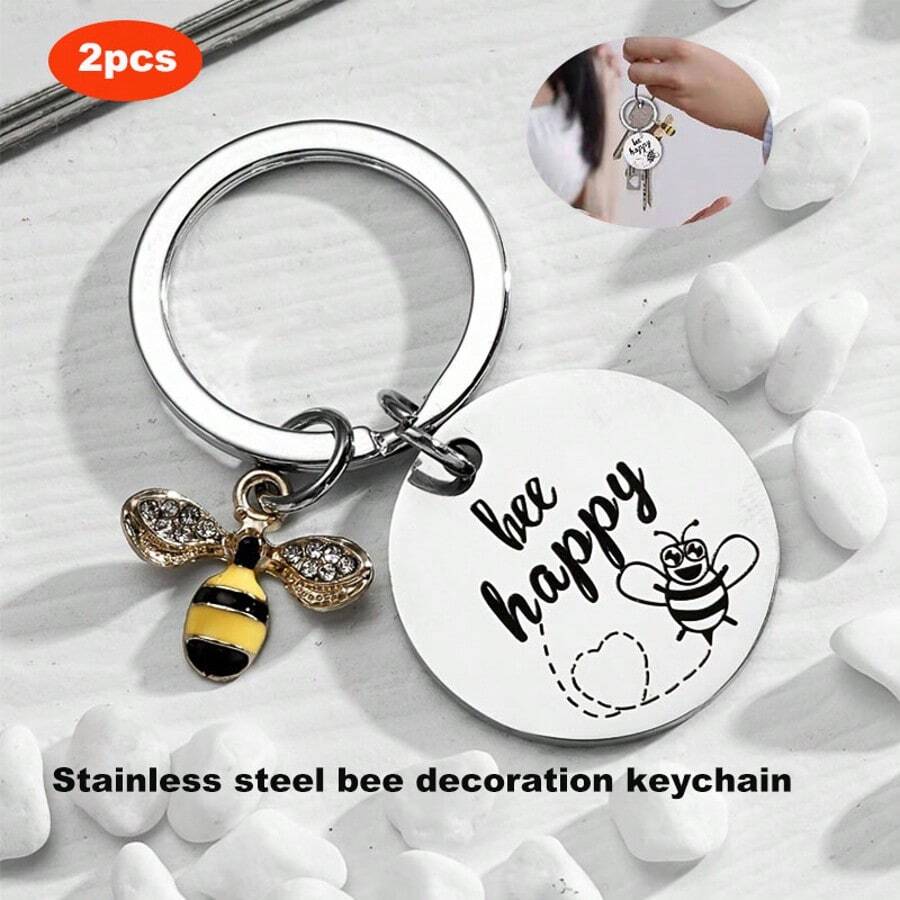 1/2 buah Gantungan Kunci Stainless Steel untuk Kunci Rumah, Mobil, Ransel, Dompet, Tas, Aksesoris, Liontin Lebah, Gantungan Kunci, Hadiah, Dekorasi Pesta, Pemegang Gantungan Kunci Logam, Klip Pengatur, Solusi Penyimpanan Penting untuk Penggunaan Sehari-hari, Koleksi Portabel - MultiWarna - View 1