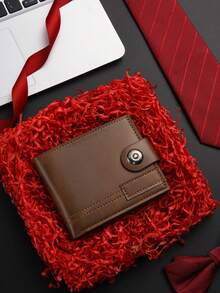 Men's Wallet Short Bifold Pu Leather Magnetic Closure Wallet, Multi Card Slots Coin Purse, Travel Pass Holder, Retro Style Formal/Business Formal Valentine's Day Ideas - Multicolor - View 15