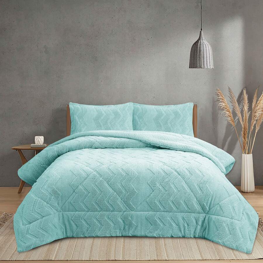 NOVOTEXTIL 冬季羽絨被夏爾巴床 180 至 150 超厚 560gr/m2 羊皮效果 - 柔軟、溫暖、透氣的羽絨被，配有 1 或 2 個枕頭套（50x70） - ✅ 24/72 小時送貨至西班牙全境 - Norwish Agua，床 180 - 180x