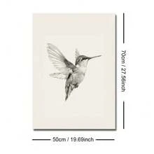 1pc Framed/Unframed Hummingbird Sketch Vintage Poster Canvas Print Neutral Minimalist Antique Bird Wall Art Cottagecore Retro Painting For For Dorm,Apartment,Living Room,Bedroom,Modern Home Decoration