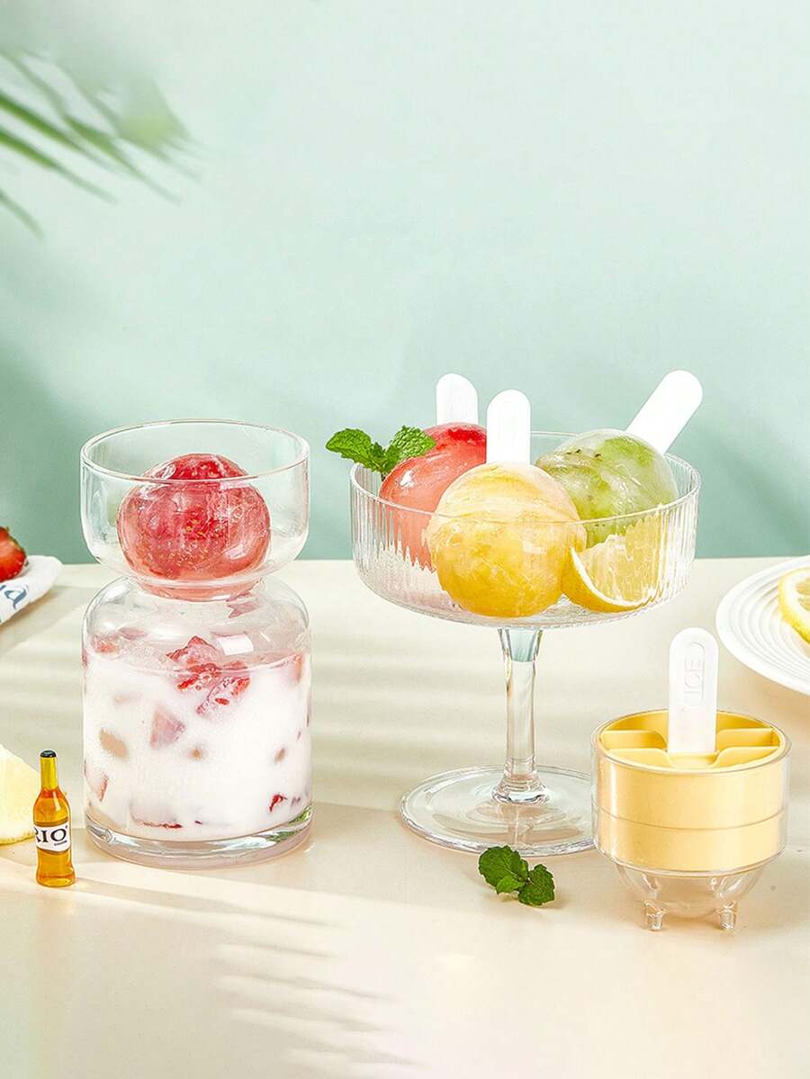 1/4 件创意冰淇淋模具、冷冻托盘冰球立方体模具、家用冰箱冰块冰淇淋制作器 - 彩色 - 查看 1