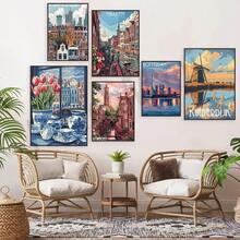 1pc/3PCS Wall Arts Posters For Botanical Travel In Utrecht, Tulip Fields, Kukenhof Gardens, Amsterdam Canal, Flendin, Rotterdam, Delft, Children's Embankment, Netherlands. Suitable For Residential And Dormitory Walls, Living Room And Bar Decoration, Dining Or Bathroom, Room Decoration, Without Frames. High Quality Canvas Art For Indoor/Outdoor Use, Without Frame/With Frame Coastal Decor Coastal Decor Beach Decor ,Wall Art With Frame - Multicolor - View 7