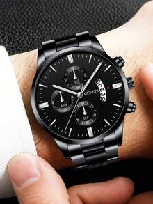 2pcs Men's Watch Set Men Quartz Round Dial Business Casual Watch For Men