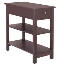 24'' Narrow Side Table Slim End Table With Drawer And Shelves For Small Space