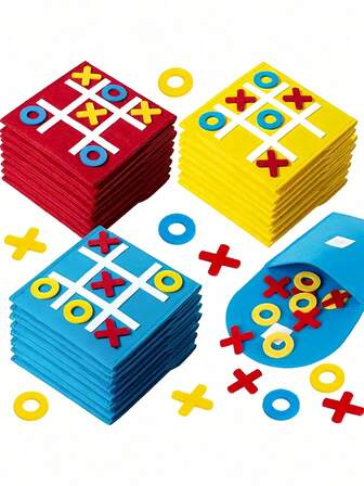 3/6/12 件家庭策略桌面棋盘游戏、毛毡迷你井字游戏垫、生日派对礼物、礼品袋填充物、圣诞礼物、带信封的礼物、随机颜色、开学季、情人节