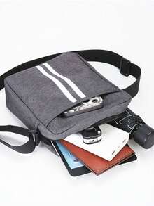 Men's Casual Shoulder Bag, Youth Fashion Crossbody Bag, Large Capacity Messenger Bag With Phone & Coin Pocket - Grey - View 2