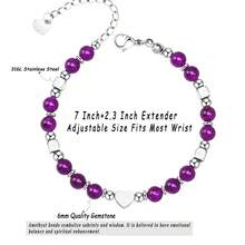 Pulseras de cuentas para mujer, elegantes joyas ajustables con forma de corazón, regalo para el Día de la Madre con tarjeta. - Morado - Ver 7