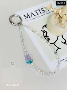 1pc Beaded Wristlet Crystal Tulip Phone Lanyard, Bracelet Style Hanging Chain, Bag Charm