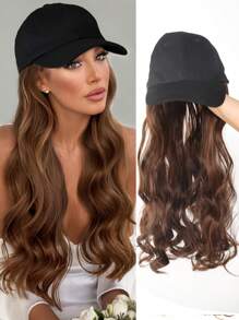 Long Wavy Synthetic Baseball Cap Hair Wig For Girl Hair Wig Naturally Connect Ha Twigs Adjustable