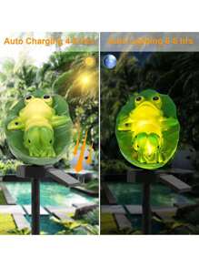 1/2 piezas Luces solares de jardín con forma de rana, luces de estatua de rana para exteriores, luces impermeables IP65 para senderos, decoración de estatua de animal con energía solar, adecuadas para jardín, césped, patio, decoración de jardín