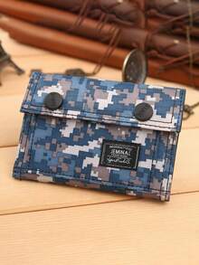1 Pc New Ultra Thin Casual Mini Camouflage Folding Short Wallet,Portable Short Change Purse ID Card Cash Coin Simple Style Men's And Women's Small Clutch Bag Zipper Coin Purse Credit Bank Card Case Holder Pouch - Multicolor - View 2