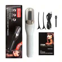 无绳自动理发器套装，可拆卸式分叉修护器，适用于干燥、受损和脆弱的发梢，便携式USB理发工具，专业美发礼品，适合家庭沙龙使用，自动分叉修护器，适用于干发 - 彩色 - 查看 11