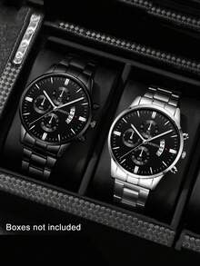 2pcs Men's Watch Set Men Quartz Round Dial Business Casual Watch For Men
