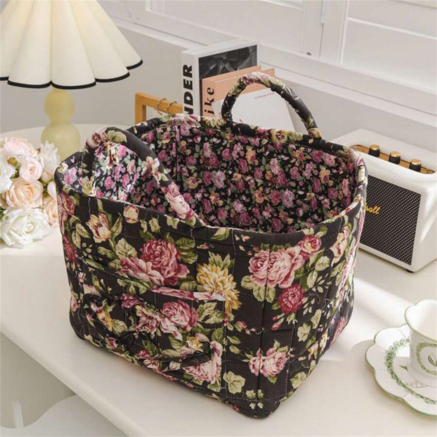 Large Capacity Fabric Storage Baskets Laundry Baskets With Easy Carry Handles Laundry Hampers - Black - View 1