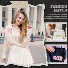 26 Remendos de Letras Termo-Aplicáveis, Letras em Chenille A-Z, Remendos Decorativos Bordados, Costuráveis Personalizados para Reparação de Roupas, Bonés, Camisas, Sapatos, Denim, Bolsas (Preto)