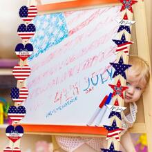 4th Of July Hanging Decorations Wooden Star American Flag Sign Patriotic Decor For Home Holiday Party Favors