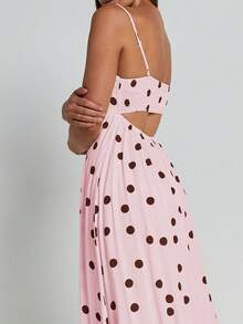 Womens Summer Spaghetti Straps Long Dress Backless Sleeveless Casual Flowy Cut-Out Party Beach Dress Sundress - Hồng - Xem 5