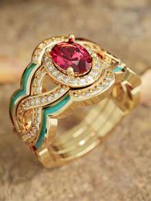1 Chiếc nhẫn Cubic Zirconia sang trọng dành cho phụ nữ dùng để trang trí tiệc cưới, đính hôn, quà tặng ngày lễ tình nhân - 1 # - Xem 2