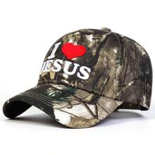 AR 1 件可调节男女通用“我爱耶稣”刺绣迷彩棒球帽，休闲防晒帽适合春季、秋季户外、旅行、海滩、派对