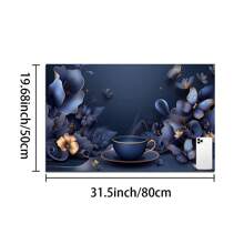 1pc Floral Print Drainage Mat/Absorbent Mat/Drying Mat For Coffee Makers, Dishes - Polyester Tabletop Protective Mat For Kitchen Counter Decoration, Home Bar And Dining Table