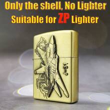 (Solo funda separada, no se incluye el encendedor) Funda protectora retro para encendedor de queroseno a prueba de golpes con patrón en 3D de avión y misil, adecuada para el encendedor ZP - 1 proyectil de misil de avión al azar (sin encendedor) - Ver 6