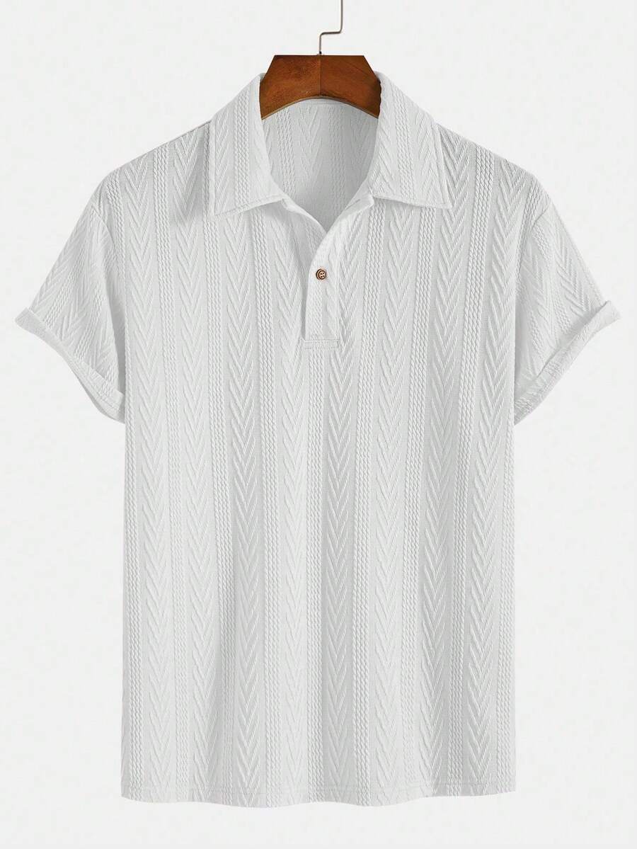 男式弹力针织 Polo 衫 - 白色 - 查看 1