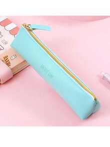 迷你铅笔盒，中小学生用小文具袋，PU纯色铅笔收纳袋，糖果色笔袋