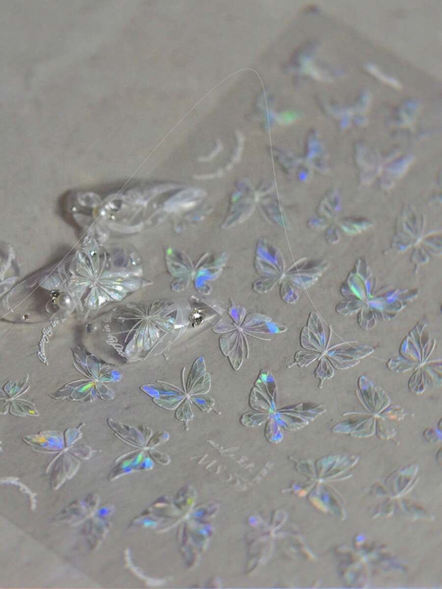 1 szt. Naklejki 5D do zdobienia paznokci Fragmenty Kolorowej Muszli Lekki Motyl Wysokiej Jakości Naklejki do Paznokci Wiosenny Projekt Naklejki do Manicure Paznokcie Akcesoria do Paznokci - Wielokolorowe - Zobacz 1