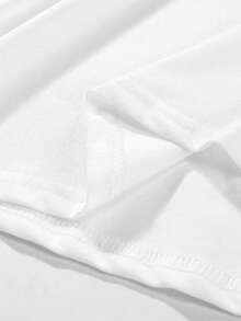 Plus Size Simple Solid Color Casual Short Sleeve T-Shirt - White - View 7