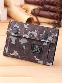 1 Pc New Ultra Thin Casual Mini Camouflage Folding Short Wallet,Portable Short Change Purse ID Card Cash Coin Simple Style Men's And Women's Small Clutch Bag Zipper Coin Purse Credit Bank Card Case Holder Pouch - Multicolor - View 6