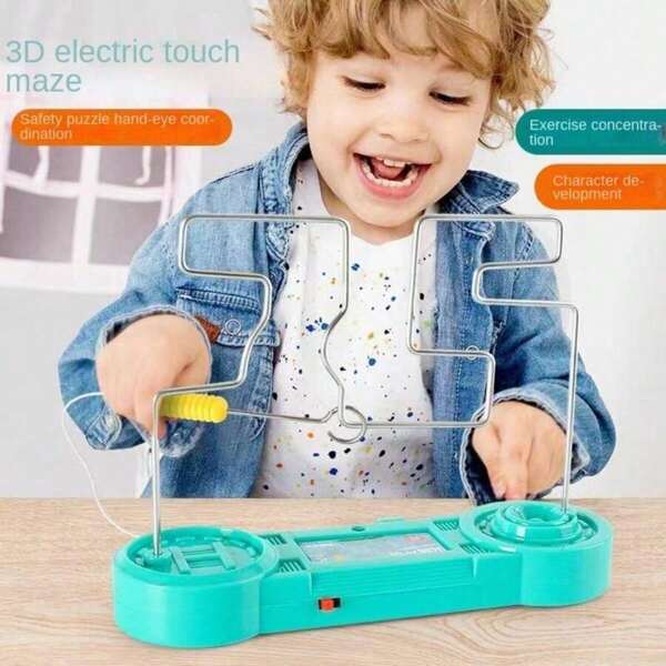 1 Interactive Electric Maze Game - Hand Eye Coordination And Attention Training Toys, Including Batteries, Tabletop Toys For Stress Relief, Focus Training, Children's Toys, Game Safety, Educational Electric Maze Toys, Perfect Parties And Scientific Learning, Birthday Gifts