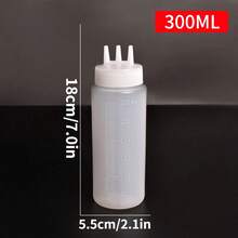 2pcs Multi-Purpose Kitchen Squeeze Bottles With 3-Hole Graduated Design - PE Material, Ideal For Sauces, Condiments & Baking - Includes White, Red And Amber Nozzles, Condiment Dispenser | Modern Kitchenware | Translucent Material, Soy Sauce Squeeze Bottle - White - View 9