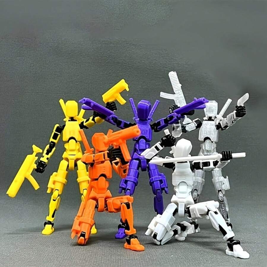 T13 活动人偶带大量配件，3D 打印多关节 Titan13 人偶，金色假人 13 桌面装饰玩具，（组装完成）