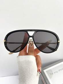 新款复古双梁金属超大框时尚眼镜，男女皆宜，适合日常佩戴、街头风、户外、派对等场合，独特的椭圆形时尚装饰眼镜，女士時尚眼鏡，沙滩配饰，复古Y2K风格，适合夏季海滩度假、户外旅行等场合。 - 彩色 - 查看 21