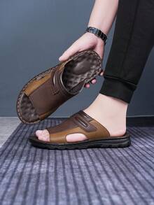 Men's Casual Slippers, New Spring/Summer Vintage Daily Outdoor Versatile Beach Sandals, Simple Fashion Lightweight Flip Flops - Brown - View 5