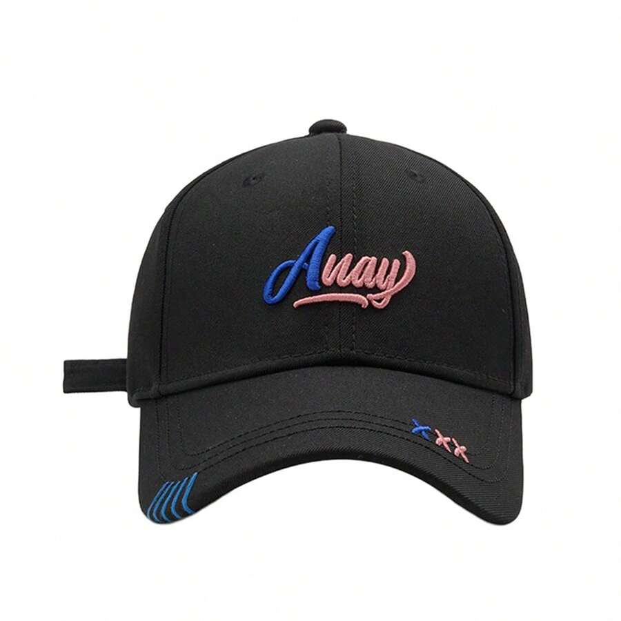 Women Baseball Cap, Embroidery Letters Adjustable Hat Ponytail Baseball Hat For Casual Daily - Black - View 1