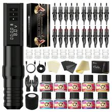 1 Set Máquina de Tatuaje Inalámbrica Profesional T-Rex con Motor Digital sin Escobillas, Pantalla LED, 40 Agujas de Tatuaje, Soporte para Bolígrafo, de Práctica, para Arte Corporal - Negro - Ver 7