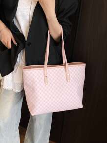 SHIMEINI 1 peça 2025 Nova Moda Europeia e Americana Patchwork Grande Capacidade Bolsa Tote, Bolsa de Viagem, Bolsa de Compras, Adequada para Uso Diário Feminino, Bolsa de Livros de Volta às Aulas para Estudantes, Viagem de Férias, Feriado, Data, Presente