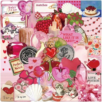 50Pcs Valentine's Day Stickers Pink Love Romantic Stickers Decorative Stickers Cartoon Stickers Stickers Vinyl Waterproof For Laptop Phone Car Skateboard Water Bottles Scrapbooking Computer Journaling