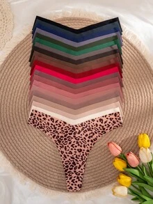 21pcs Plain Seamless Adhesive Thong Panties - Multicolor - View 4