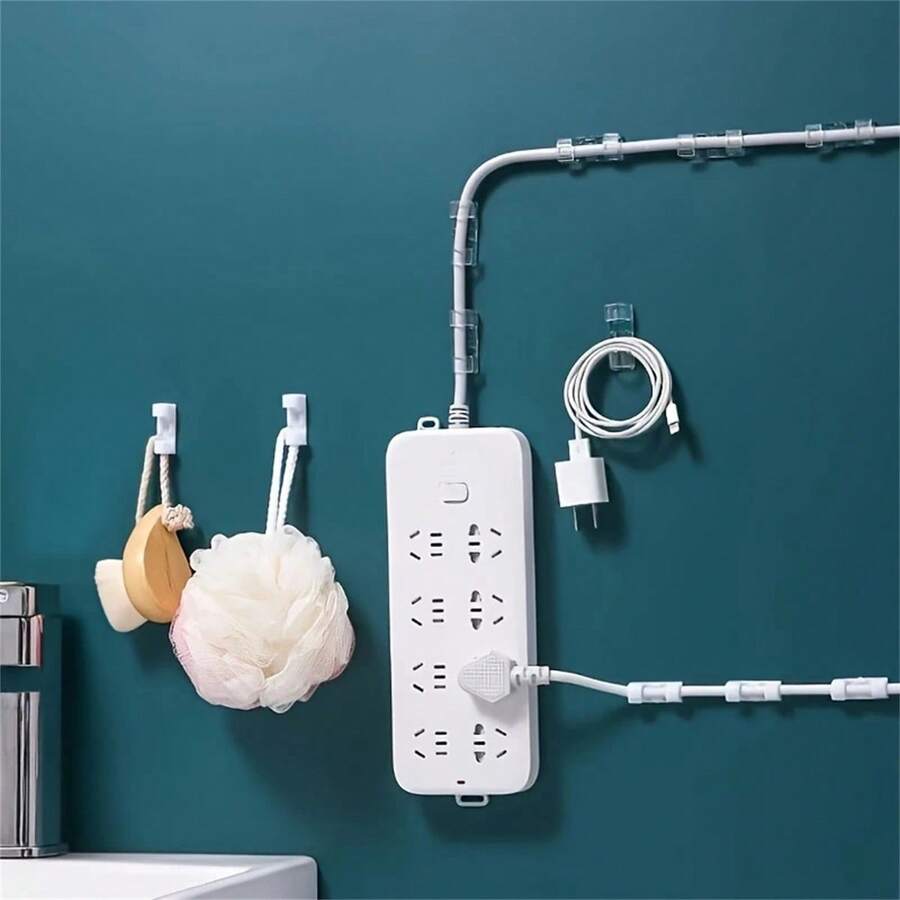 20/40 Kẹp cáp dính, Giá đỡ dây trong suốt để quản lý đường dây điện, Kẹp cáp bằng nhựa cho tường và dưới bàn - trong suốt - Xem 1