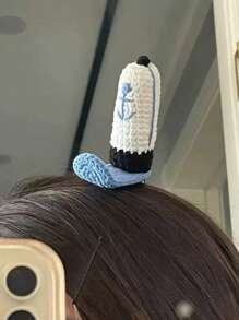 1 pieza Accesorio de pinza para el cabello de esponja, Gorro del trabajador de Krusty Krab, Decoración de cabello de disfraz de punto, regalo de joyería de decoración de cabello de dibujos animados