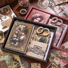 复古笔记本礼品套装，生日礼物，包括日记本、贴纸、胶带和文具，是送给朋友、返校、学校用品的完美礼物 - 彩色 - 查看 13